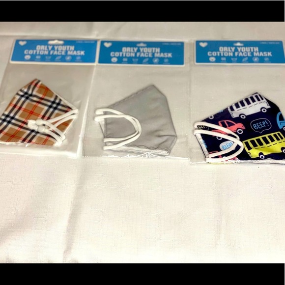 Orly Youth Kids Cotton Set of 3 Face Masks Plaid - Picture 2 of 5